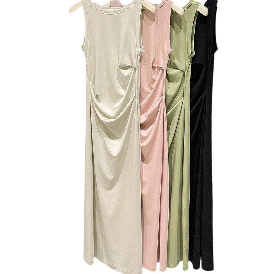 Just Arrived at Buy Center: Design Sense Slim Slimming Pleated Long Dress