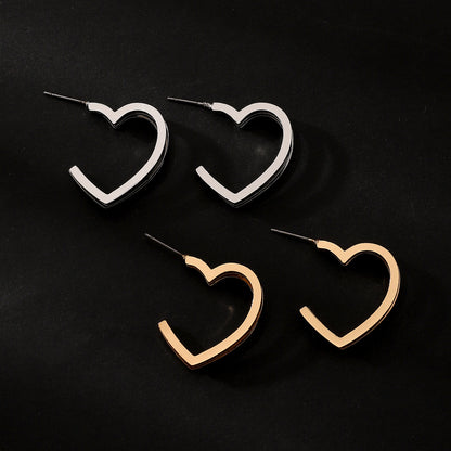 Trending Now at Buy Center: Three-line Love Heart Stud Earrings Double-layer Circle Women's Simple