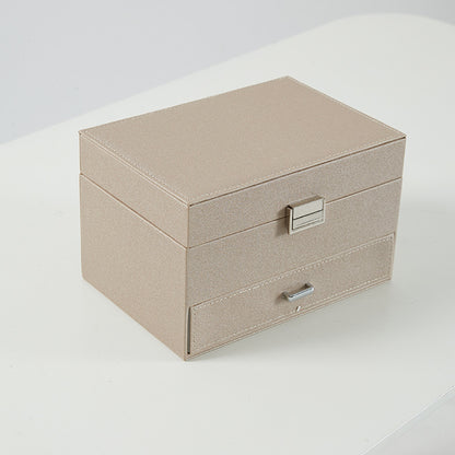 Hot New Items at Buy Center: Fashion Personality PU Leather Jewelry Storage Box Beige