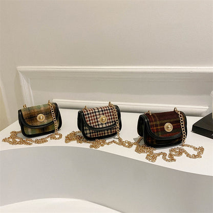 Newly Arrived at Buy Center: Plaid Retro Contrast Color Woolen Women's Shoulder Bag