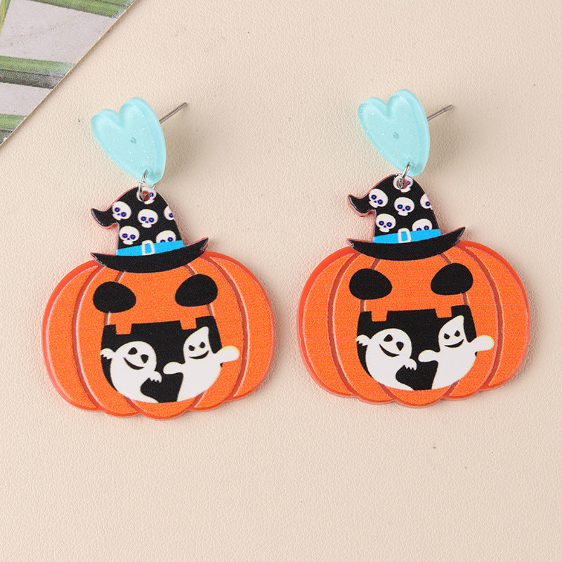 New Halloween Series Acrylic Earrings For Women Ghost Pumpkin