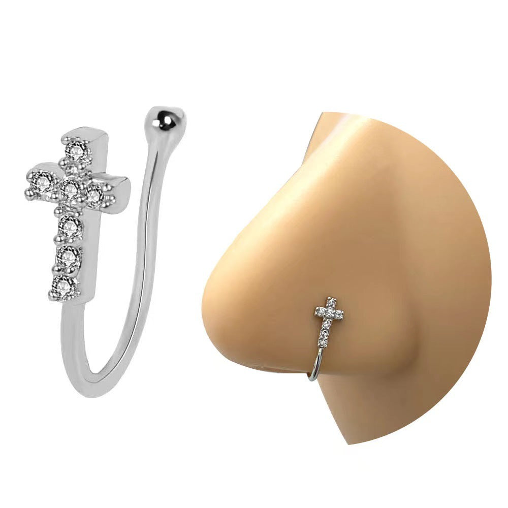 Hot New Items at Buy Center: Women's Cross Without Piercing Diamond Nasal Splint