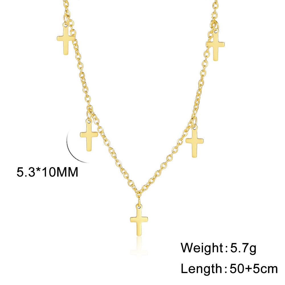 Hot New Items at Buy Center: Women's Trendy All-match Light Luxury Cross Pendant Stainless Steel Necklace