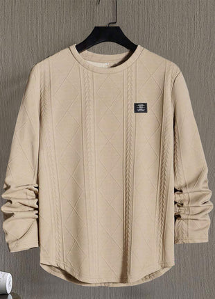 Men's Letter Chest Detail Casual Loose Round Neck Pullover Long Sleeve