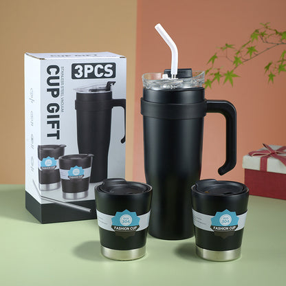 Fresh Arrivals at Buy Center: Portable Cup Double Layer With Straw Black Suit 1200ML