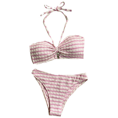 Trending Now at Buy Center: Bikini Split Striped Printed Swimsuit For Women