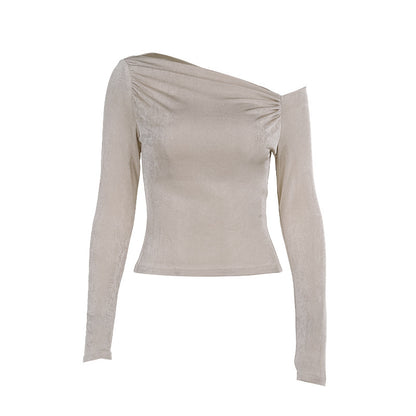 Fresh Arrivals at Buy Center: Off-shoulder Long-sleeved Top Bottoming Women's Clothing