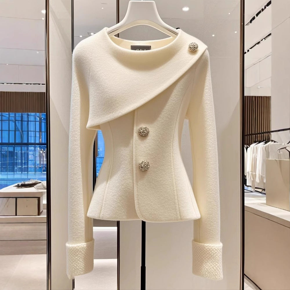 Manteau blanc de style classique, haut de gamme pour l'automne