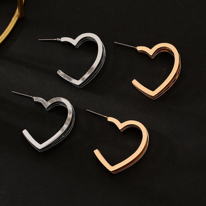 Trending Now at Buy Center: Three-line Love Heart Stud Earrings Double-layer Circle Women's Simple