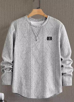 Men's Letter Chest Detail Casual Loose Round Neck Pullover Long Sleeve