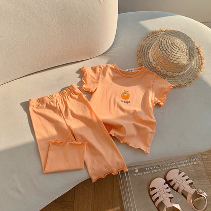 Hot New Items at Buy Center: Children's Pajamas Thin Homewear Ice Silk Milk Orange