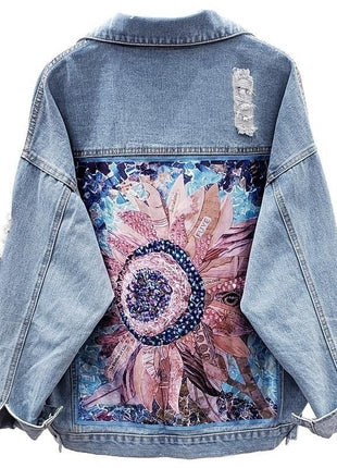 Veste ample de style coréen en denim déchiré de style industriel lourd