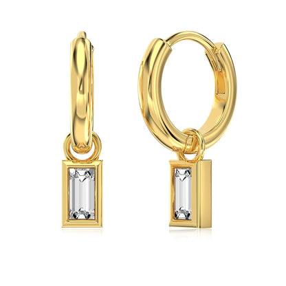 Newly Arrived at Buy Center: Fashionable High-end Design S925 Sterling Silver White Rectangular Inlaid Exquisite Ear Ring Small