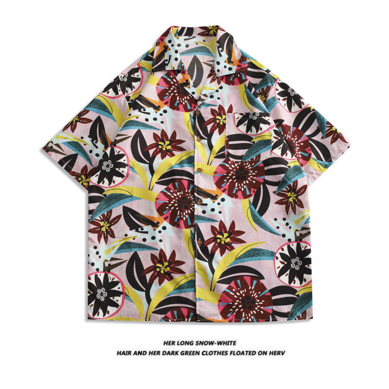 Now Available at Buy Center: Men's And Women's Retro Hong Kong Style Beach Printed Shirt Style D4006