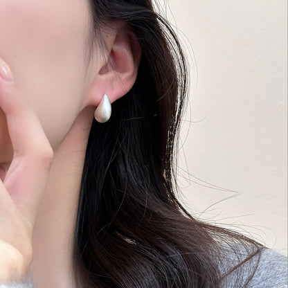 Newly Arrived at Buy Center: Special-interest Design Brushed Small Water Drop Bean-shaped Stud Earrings