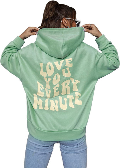 Fresh Arrivals at Buy Center: Every Thing Will Be Okay Creative Letter Hoody Female Casual Pocket Hoodie Fashion Loose Clothes Warm Comfortable Pullover Cyan