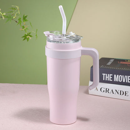 Fresh Arrivals at Buy Center: Portable Cup Double Layer With Straw Pink Single Cup 1200ML