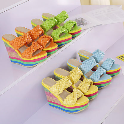 New at Buy Center: Women's Wedge Rainbow Sandals