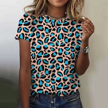 Just Arrived at Buy Center: Fashion Leopard Print Casual Short Sleeve