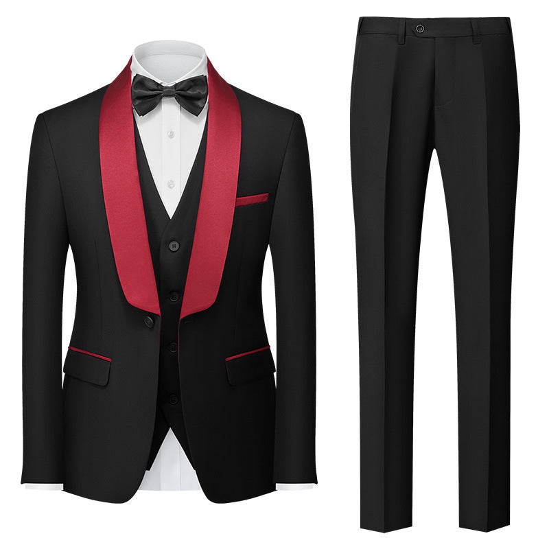 Hot New Items at Buy Center: New Men's Three-piece Suit Red Collar