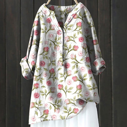 Trending Now at Buy Center: Long Sleeve Chinese Style Slub Linen Comfort Printing All-matching Shirt XL240533 HCY07