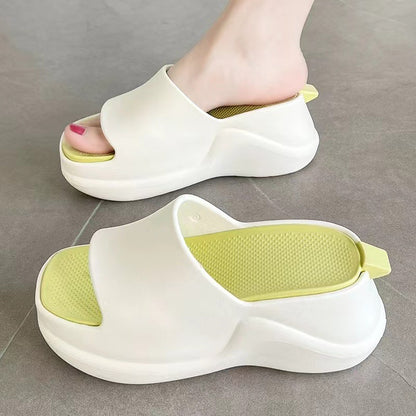 Now Available at Buy Center: 7CM Platform Slippers Women's Outer Wear Summer White And Green