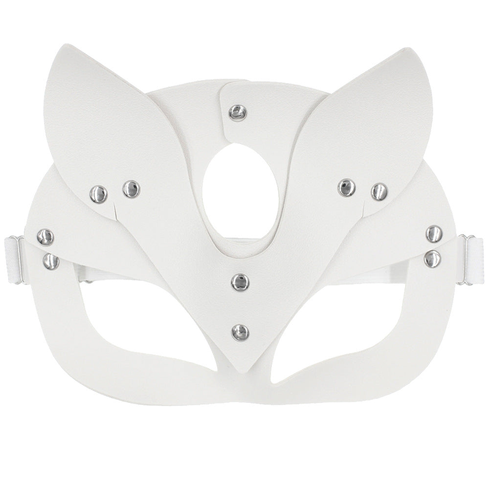 Just Arrived at Buy Center: European And American Personalized PU Leather Fox Mask White