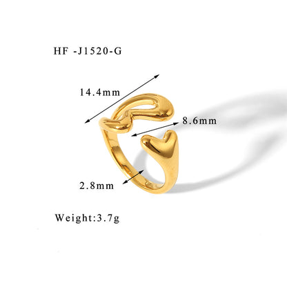 Jewelry & WatchesFashion Titanium Steel Vacuum Plating 18K Gold Love Ring HFJ1520G Free Size