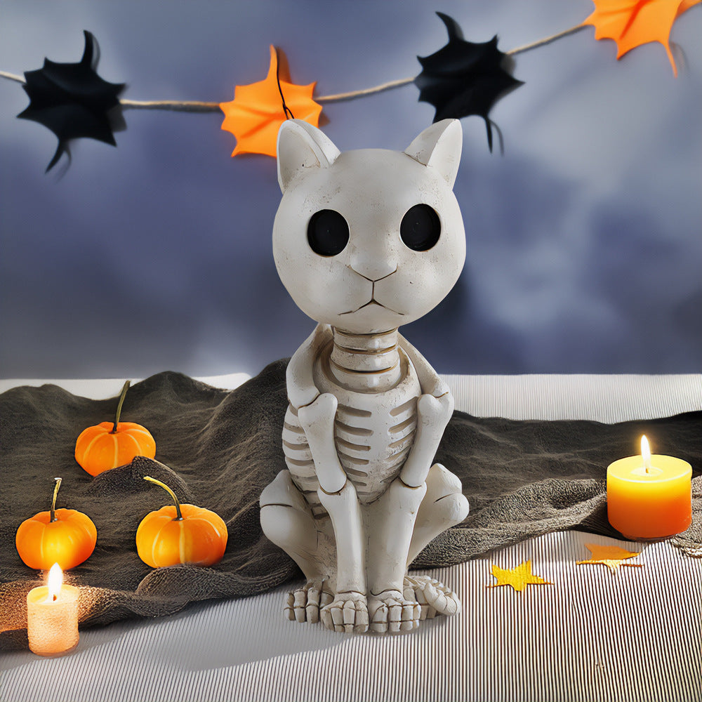 Just Arrived at Buy Center: Halloween Skeleton Skull Horse Ornament Resin Decorations Skeleton Cat