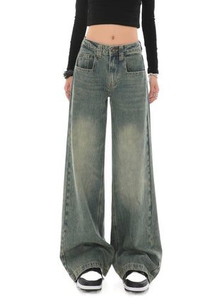 High Waist Design Loose Mop Pants