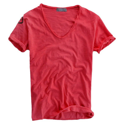 Newly Released at Buy Center: Simple Solid Color T-shirt Slub Cotton Men's Short-sleeved T-shirt