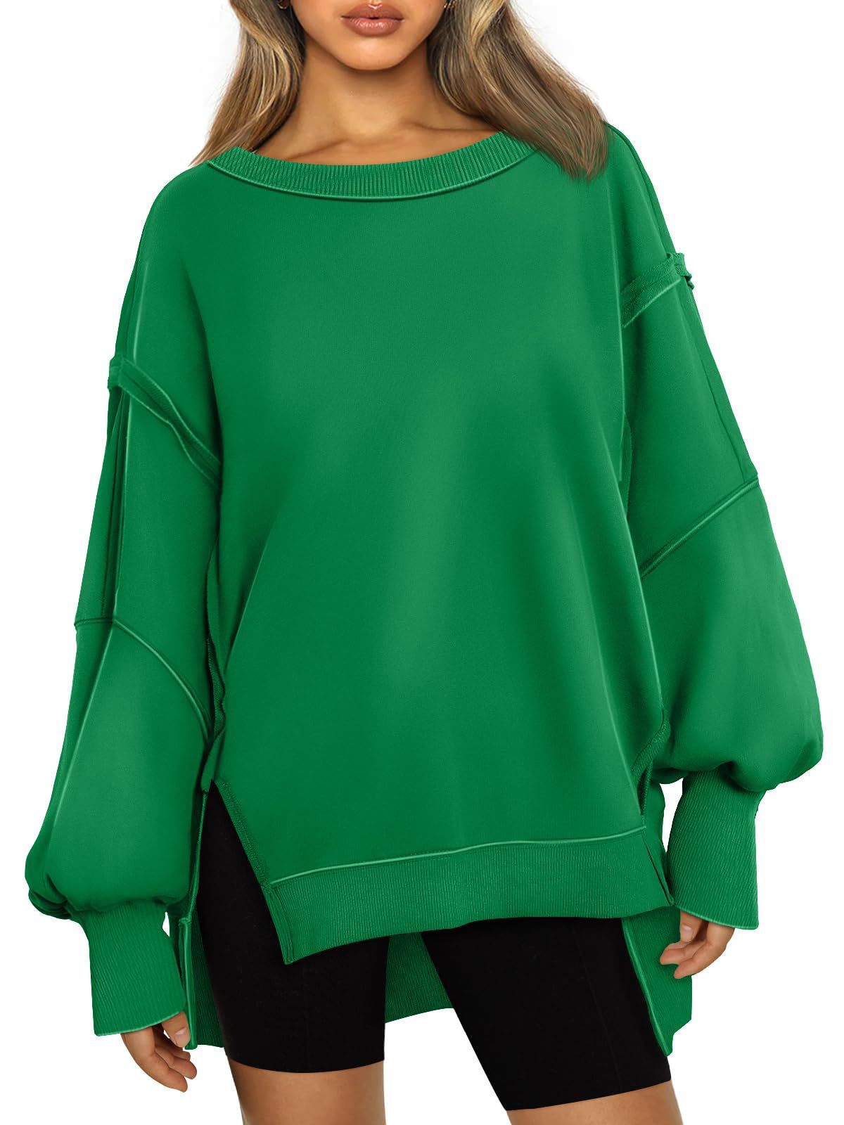 Fresh Arrivals at Buy Center: Women's Hooded Fashion Round-neck Sweater Green