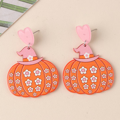 New Halloween Series Acrylic Earrings For Women Flower Pumpkin