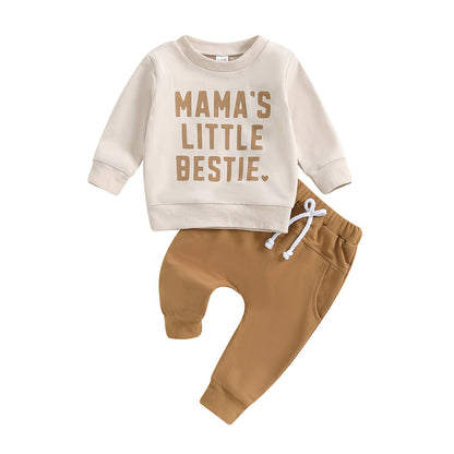 Fresh Arrivals at Buy Center: Baby Letter Print Sweatshirt Suit Reddish Brown