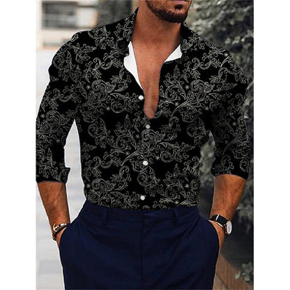 Camisa de manga larga con estampado 3D de degradado para hombre