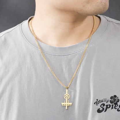 Fresh Arrivals at Buy Center: Men's Simplicity Inverted Cross Five-pointed Star Round Pendant Cross Necklace