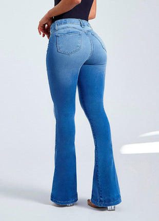 Jean slim taille haute pour femme, extensible et gainant