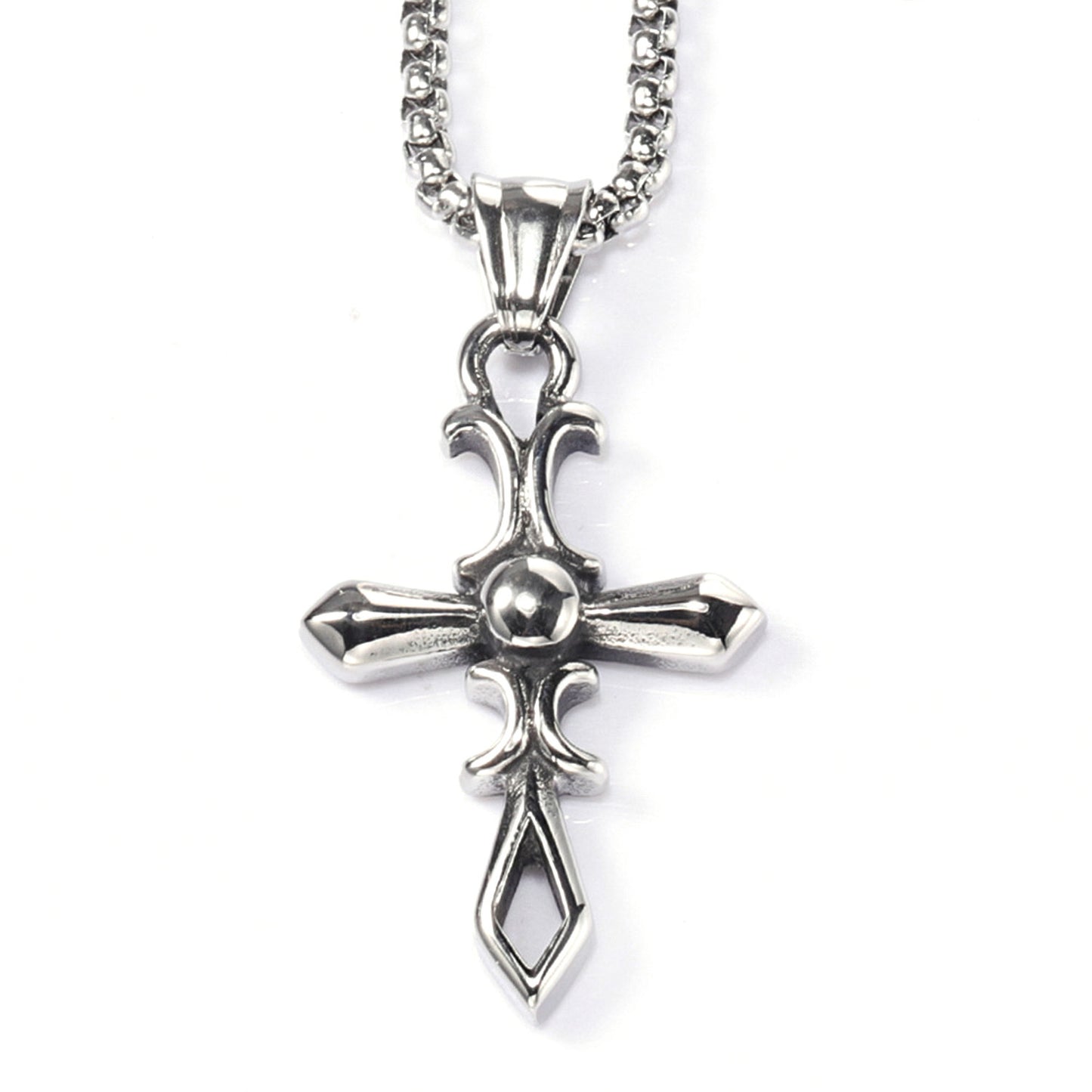 Just Arrived at Buy Center: Men's Hip Hop Gothic Style Cross Titanium Steel Pattern Necklace