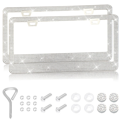 Newly Released at Buy Center: Fresh on the Scene at Buy Center: Stick-on Crystals License Plate Frame US Standard Acrylic Diamond License Plate Frame Double White