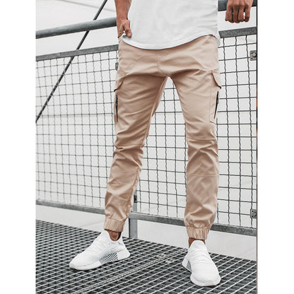 Newly Released at Buy Center: Men's Side Zipper Pocket Decoration Casual Long Pants Beige