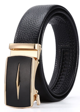 Ceinture d'affaires à boucle automatique en cuir pour homme