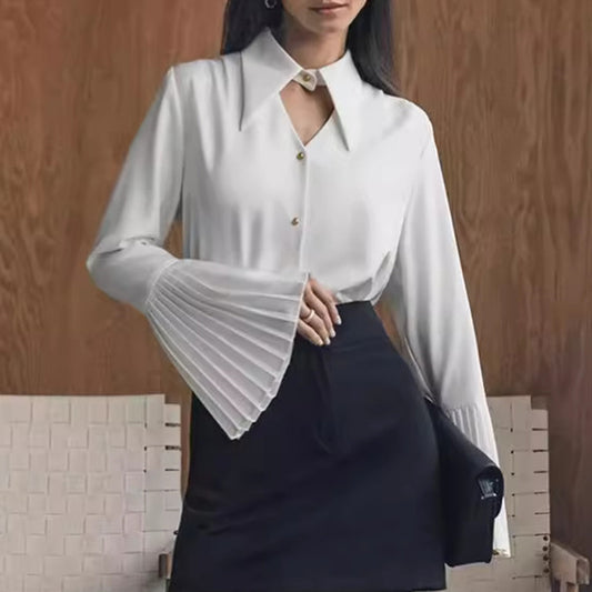 Buy Center Top Rated-Long Sleeve Shirt Slim-fit Hollow-out Design For Women