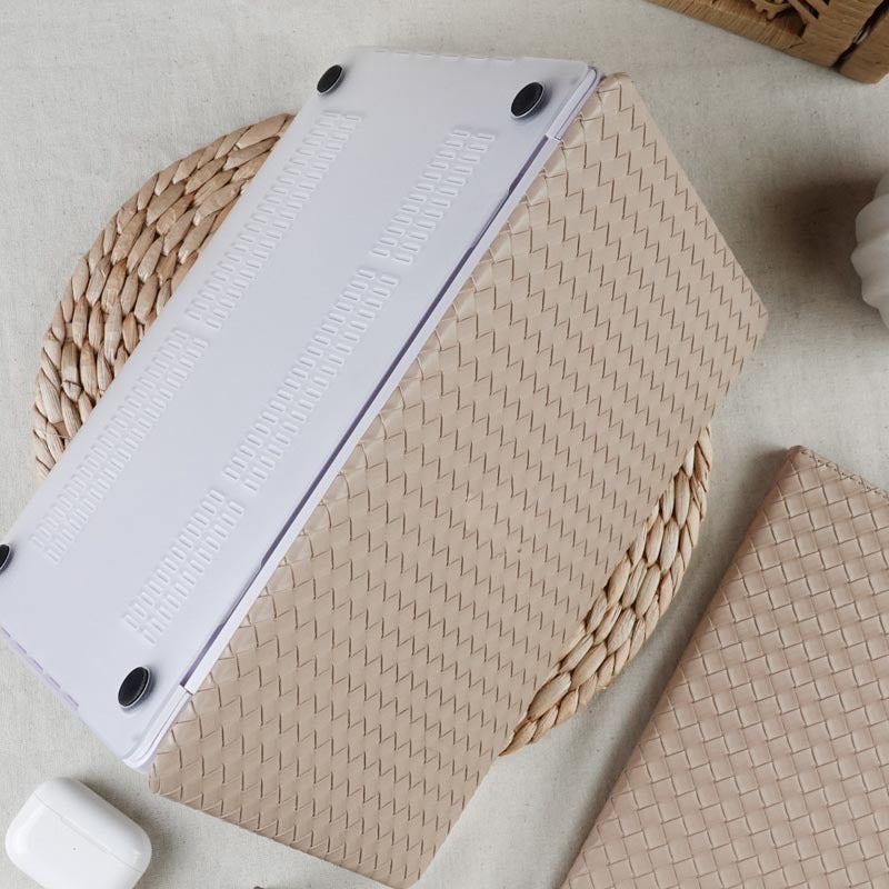 Now Available at Buy Center: Milk Tea Color Leather Woven Computer Case