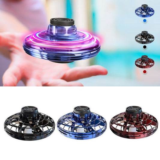 Mini Fingertip Gyro Interactive Decompression Toy Drone LED UFO Type Flying Helicopter Spinner Toy Kids 3pc Set