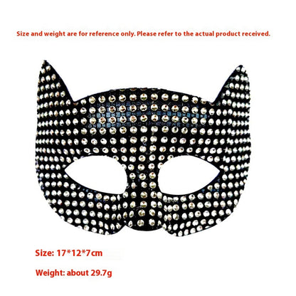 Fresh Arrivals at Buy Center: New Performance Halloween Masquerade Stick-on Crystals Cat Men And Women Mask Big Diamond Cat Black