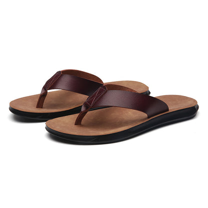 New Casual Outdoor Breathable Slippers Cross-border Plus Size Soft Bottom Flip-flops Beach Shoes Red Brown