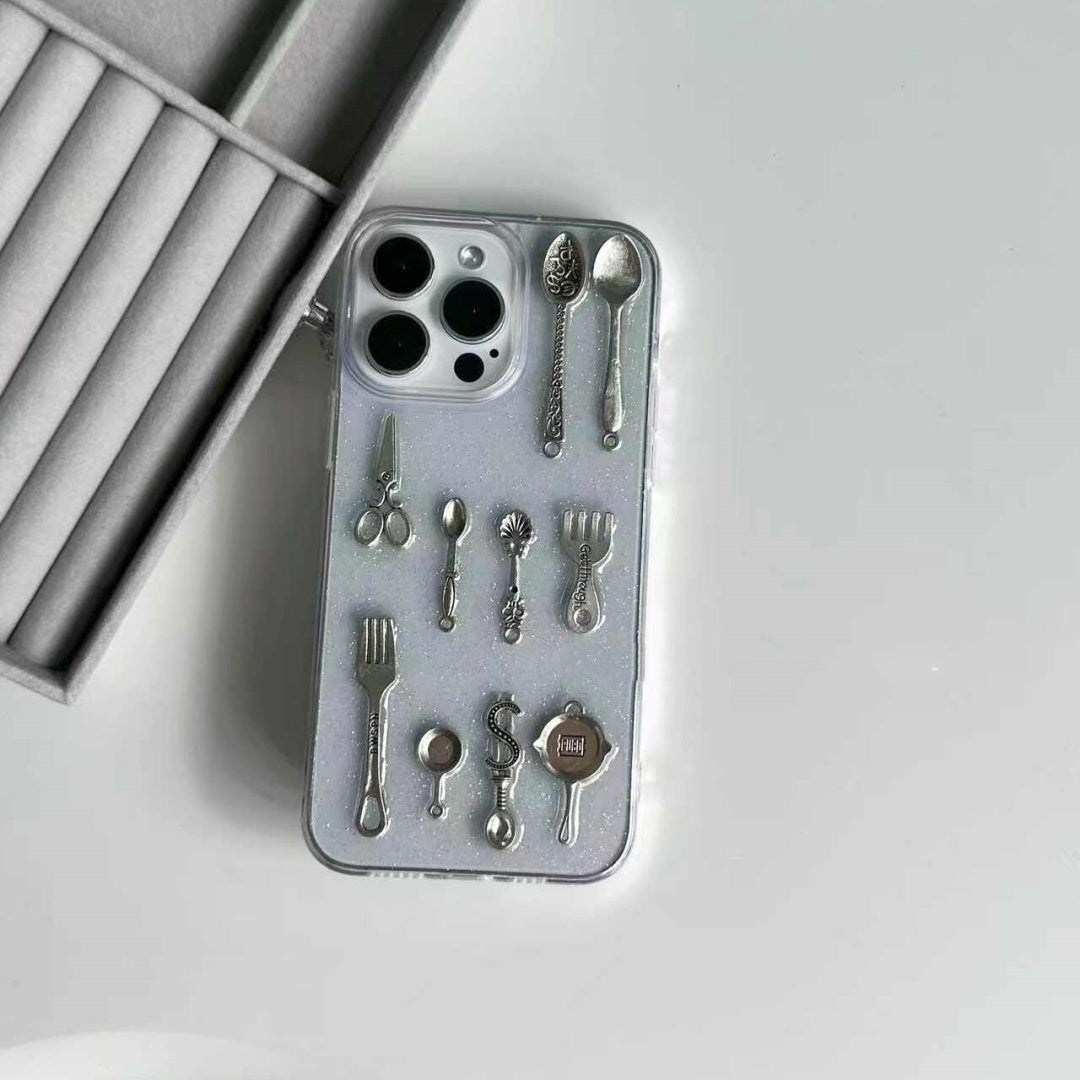 Creative Knife And Fork Retro Silicone Transparent Phone Case Buy Center