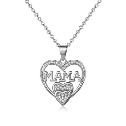 Buy Center Handpicked- Simple Cold Style MOM Pendant Mother's Day MAMA Necklace Silver