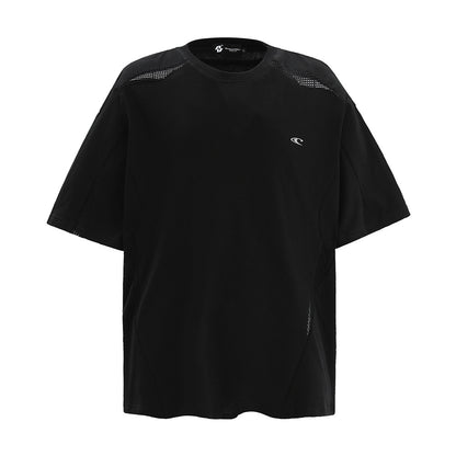 Hot New Items at Buy Center: Men's Solid Color Hollow Breathable Sports T-shirt Black