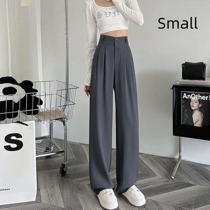 Buy Center Special-Ice Silk Wide-leg Pants Women's High Waist Drooping Suit Pants Gray Small Man